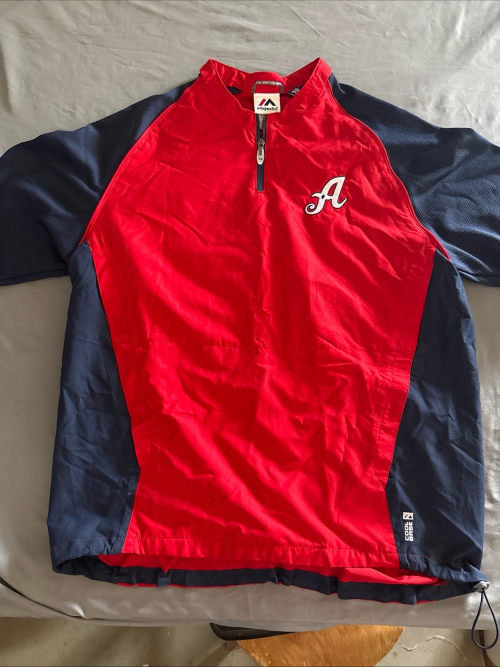 Majestic Atlanta Braves Red and Navy Half-Zip Pullover short sleeve Jacket